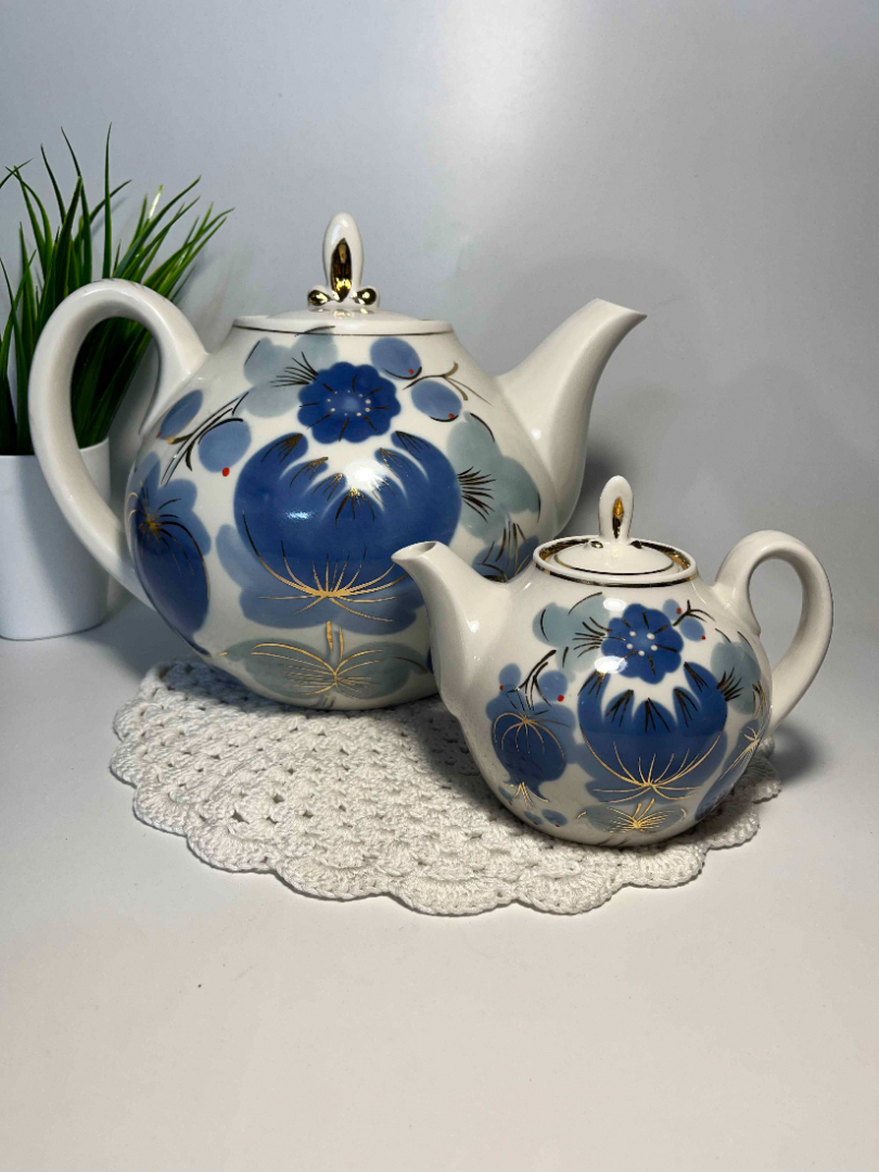 Набор чайников: доливочный и заварочный Городницкий ФЗ 1970-80гг форма Крыжановские, рос Е.З.Рудич. Картинка 1